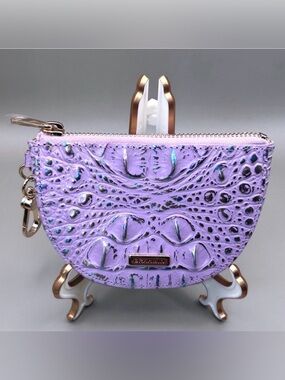 Brahmin Contour Britt Leather Coin Purse Violet Wonderland Iridescent